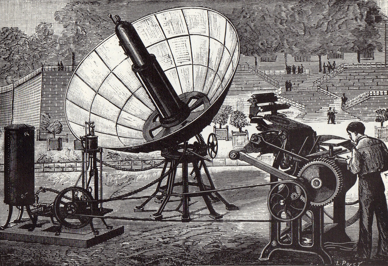 Solar powered printing press from 1882